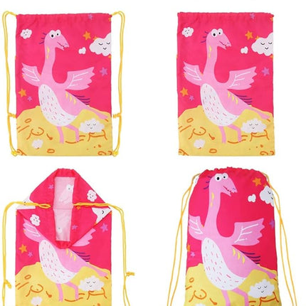 12 PCS Kids Party Favor Bags for Birthday Party Gift Drawstring Goody Package with Cartoon Dinosaur T21