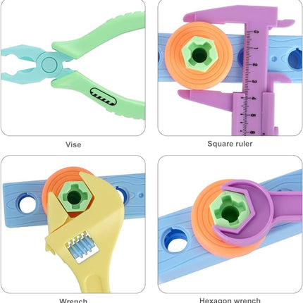 Bee bee Run 79PCS Kids Tool Set with Tool Box & Electronic Toy Drill, Pink STEM Pretend Play Tool Toy T20