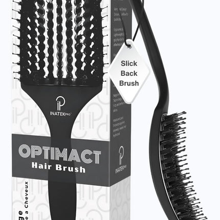 Inatekpro Curved Boar Bristle Hair Brush for Thick, Fine & Curly Hair (Large), Black