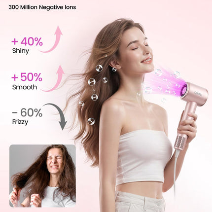 CONFU High Speed Professional Ionic Blow Dryer with Diffuser for Fast Drying, Hair for Curly Hair, PINK