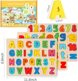 Wooden Peg Puzzles for Toddlers Uppercase and Lowercase Alphabet Number Board Set Gift for Educational Learning Jigsaw Puzzle Board Preschool Toys T22