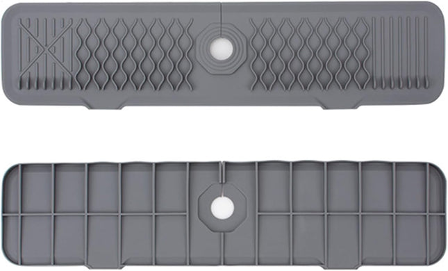 MOODKEY Kitchen Sink 24 Inch Splash Guard Silicone Drains Water Faucet Mat Handle Water Drip Catcher Tray