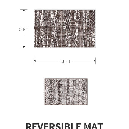 Outdoor Rug 5x8' Waterproof Outdoor Carpet Reversible Patio Rug Portable Camping Rug Modern Abstract Plastic Straw RV Rug for Picnic Beach Balcony Pool Deck Foldable Rug Brown Beige