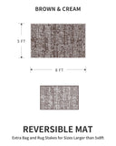Outdoor Rug 5x8' Waterproof Outdoor Carpet Reversible Patio Rug Portable Camping Rug Modern Abstract Plastic Straw RV Rug for Picnic Beach Balcony Pool Deck Foldable Rug Brown Beige