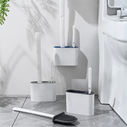 Toilet Brush Wall Hanging Toilet Brush with Holder Set Silicone Bristles for Floor Bathroom Cleaning Soft Toilet Brush WC Accessories Toilet Bowl Cleaners Brush