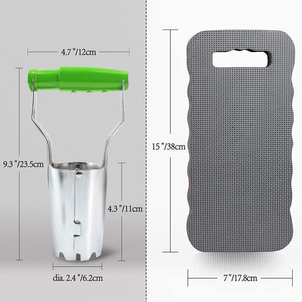 Colwelt Bulb Planter Set 4Pcs, Includes 2 Bulb Planters with Depth Markers and Automatic Soil Release, 1 Kneeling Pad, 1 Garden Gloves, Great Bulb Transplanter for Planting Tulips, Daffodils, Dahlias