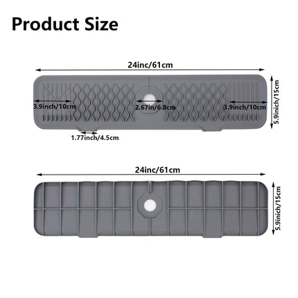 MOODKEY Kitchen Sink 24 Inch Splash Guard Silicone Drains Water Faucet Mat Handle Water Drip Catcher Tray