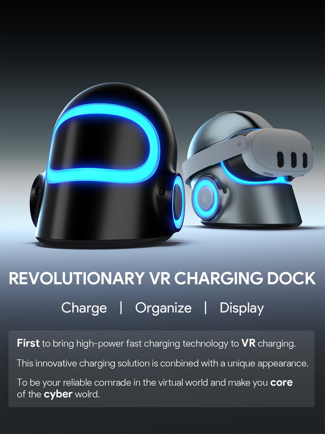 CyberCore by AUBIKA, Next-Gen VR Charging Dock for Meta Quest 3/Quest 3S/Quest Pro/Oculus Quest 2/Pico 4(Black)