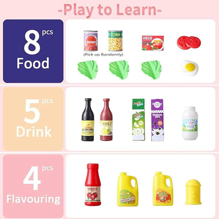 30 PCS Kids Kitchen Toy with Foods,Pretend Cooking Set for Children,Cookware Playset with Pots,Pans,Cooking Utensils and Food Accessories,Educational Gifts T50