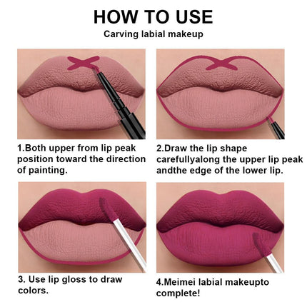 DNM 3PCS Rose red Plum Warm pink Deep cranberry Lip Stain Matte Lip Liner and Lipstick Set Long Lasting Set