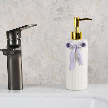 NEWHENGS 340ml/12fl oz Handmade Ceramic Bow Soap/Hand Lotion Liquid Dispenser
