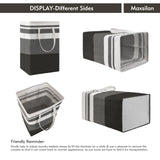 Maxsilan 120L 2-Pack Freestanding Laundry Basket with Extended Handle, Collapsible Large Cotton Clothes Hamper Storage Basket, Gradient Grey