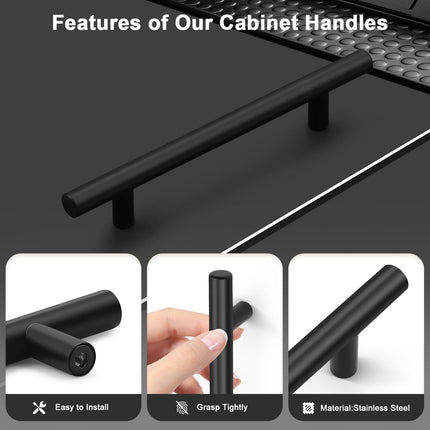IAQWE 25 Pack 128mm Matte Black Cabinet Euro Style Drawer Handles, CAFBAIAQ45BK
