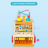 6-1 Wooden Pounding Toy Bead Maze Shape Matching Car Toys with Knocking Table and Arithmetic Montessori Early Education Toys T128