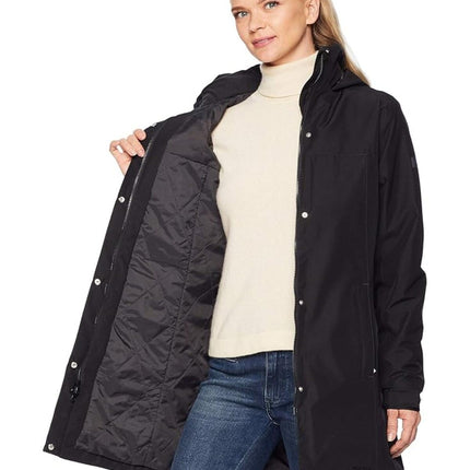 HELLY HANSEN Women's Aden Insulated Waterproof Windproof Breathable Long Length Regular Fit Hood Rain Coat Jacket, Black, SIZE X-LARGE