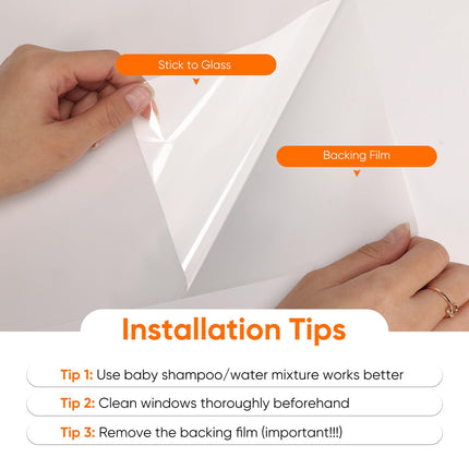 Funfox Window Film for Privacy, Frosted Glass Sticker Non-Adhesive Opaque Vinyl Window Film Covering Sun Blocking Static Cling Anti-UV for Bathroom Office Living Room Matte White 35.4 x 157 inch