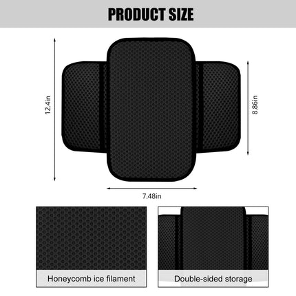 TSUGAMI Universal Fit Car Armrest Seat Box Cover Protector Center Console Cushion Pad with 2 Pocket, Black