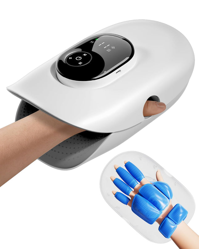 PUBOO Heated Hand Relaxer with Airbag Support, Full Hand & Wrist Coverage, Finger Comfort Chambers, LED Display, 4 Modes, 5 Intensities, 3 heating for Daily Relaxation, Mothers Day Gifts for Women Girls