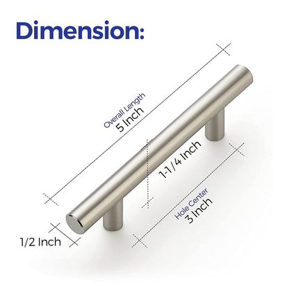 IAQWE 25 Pack |3-3/4" (96mm) Hole Centers Brushed Nickel Stainless Kitchen Cabinet Handles 5”Length, 36010059SS-24