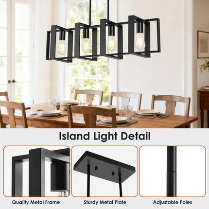 Maichixin 4 Lights Black Linear Kitchen Island Light Fixtures, BLACK