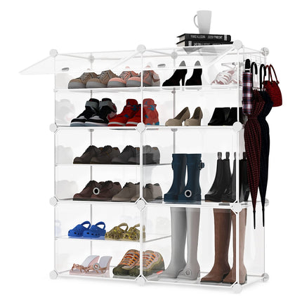 KUSARKO 6-TIER Unisex Clear Plastic Stackable Shoe Organizer