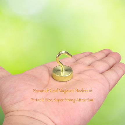 Neosmuk 6PCS Magnetic Hooks, Cruise Ship Essentials, 60lb+ Heavy Duty Magnetic Hooks,  Extra Strong Must-Haves, Gold
