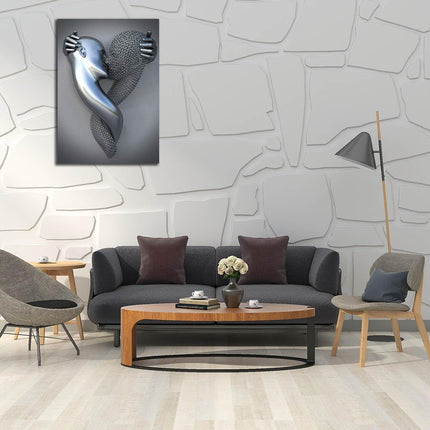 Framed Love Heart 3D Black Canvas Love Heart Wall Decor Black 16"X24"