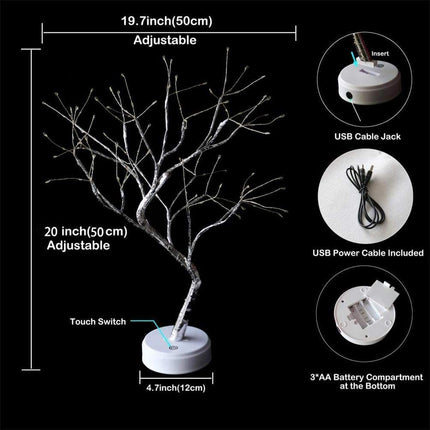 Ruile Fairy Lights Tree Lamp,Tabletop Bonsai Tree Lights for Bedroom,USB&Battery Powered, 20’’ 108 LED Warm White LED,DIY Table Lamp for Room Decor,Wedding Sign,Festival Holiday Or Bar(Warm White)