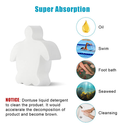 18pcs Oil Absorbing Scum Sponge for Hot Tub, Pool Sponge Oil Absorber Hot Tub Accessories Floating Oil & Scum Absorber for Pool & Spa, Turtle Shape (White)