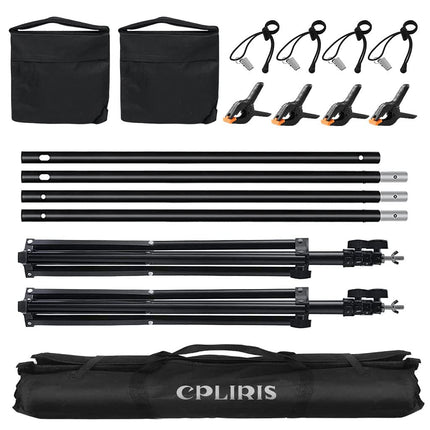 CPLIRIS Backdrop Stand for Parties, 6.5x10ft Adjustable Background Support System for Events Decoration, Baby Shower, Photography with Spring Clamps, Backdrop Clip, Sandbag and Carrying Bag