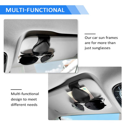 SSNNUU 1PC Magnetic PU Leather Universal Sunglasses/Glasses Holder for Car Visor, Yellow