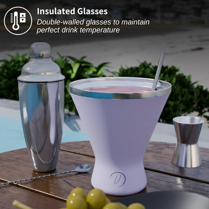 VAANSHIE Premium Vacuum Insulated Stainless Steel 10oz Martini/Cocktail Glass, Lilac