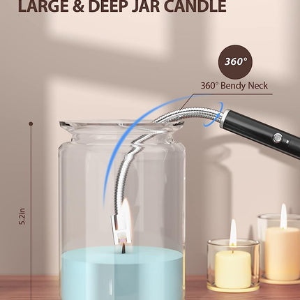 RONXS Electric Candle Lighter, Type C Rechargeable Long Reach Black