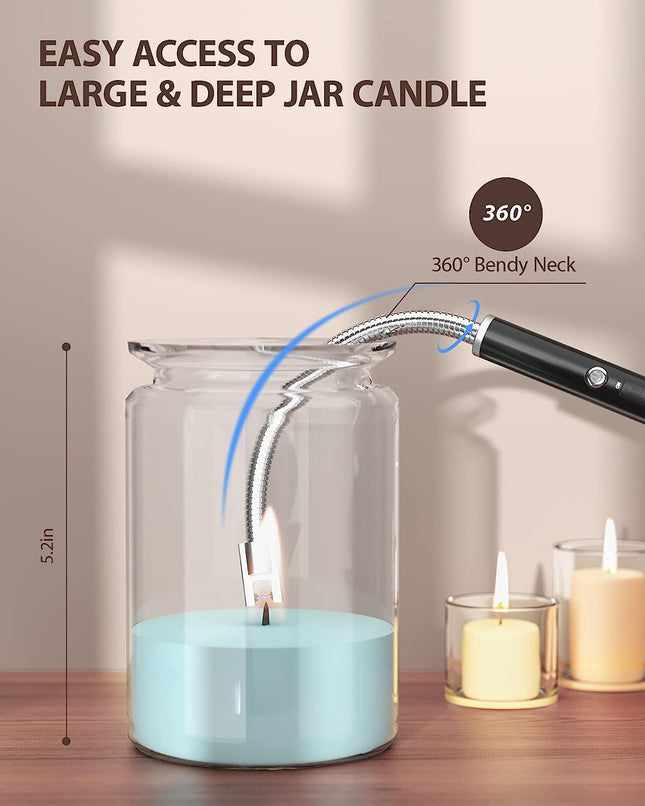 RONXS Electric Candle Lighter, Type C Rechargeable Long Reach Black