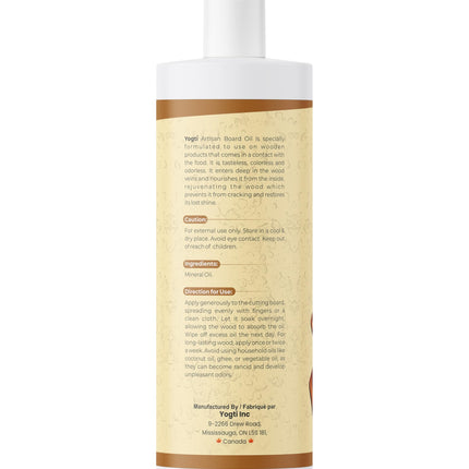 YOGTI 360ml Food Grade Mineral Oil for Wood & Bamboo – Protects & Restores Cutting Boards, Butcher Blocks, Utensils Classic Artisan Cutting Board Oil