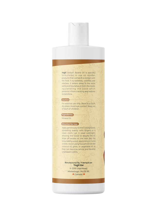 YOGTI 360ml Food Grade Mineral Oil for Wood & Bamboo – Protects & Restores Cutting Boards, Butcher Blocks, Utensils Classic Artisan Cutting Board Oil