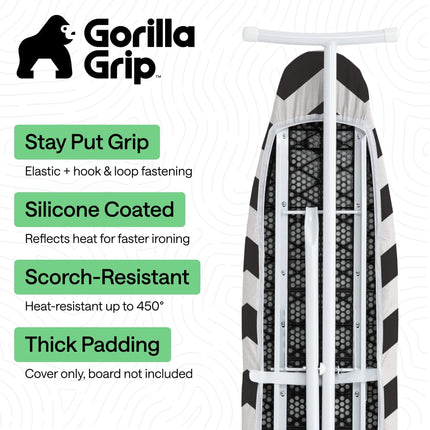 GORILLA GRIP Padded Ironing Board Cover, 15x54inches, Chevron