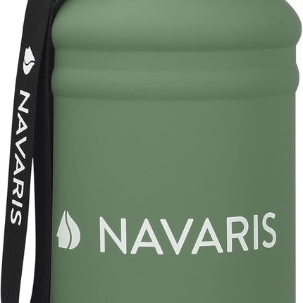 Navaris 44fl oz/1.3L Stainless Steel Water Bottle Jug, GREEN