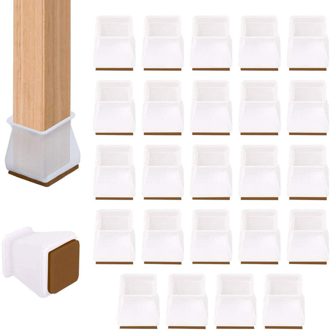 FANIMAL 24 PCS Silicone Chair Legs Caps Protectors for Hardwood Floors, Furniture Silicone Protection Cover with Anti-Slip Felt Pads, Small Fit 0.75-1.46IN(19-36MM)