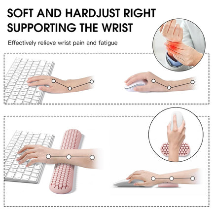 Lzetguya Honeycomb Soft Silicone Ergonomic Wrist Mouse Support Pad relieves Wrist Pain, Suitable for Offices, Homes, Games, Pink