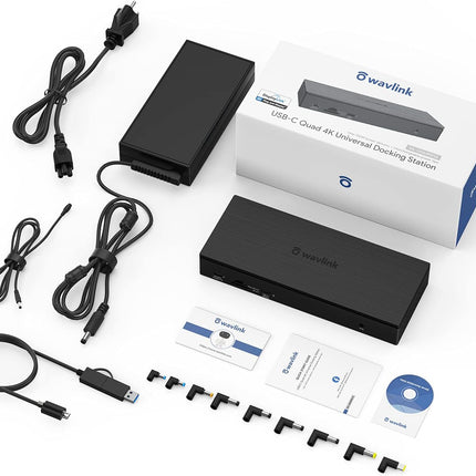 WAVLINK 20-in-1 USB-C Quad 4K Universal Docking Station for MacBook and Windows with 100W Power Delivery, Dual 5K@60Hz Dock with 4xDisplayPort & HDMI, 10Gbps USB 3.1-A & C, SD/TF Slot, 3xUSB 3.0-A