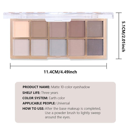DIKALU Waterproof Vegan Cruelty-free 10 Colors Neutral Nude Gray Taupe Matte Eyeshadow Palette, X004SW57JV