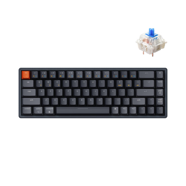 Keychron K6 Wireless Mechanical Keyboard, 65% Compact Layout Bluetooth/Wired RGB Backlit 68 Keys with Hot-Swappable Gateron G Pro Blue Switch Compatible with Mac Windows