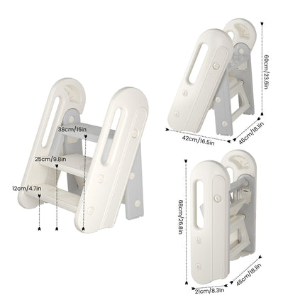 hoopyosms Toddler Step Stool for Bathroom Sink Kids Foldable Toilet Potty Training Stool Adjustable 3 to 2 Stool with Handrail Baby Kitchen Stool Helper Children Step Ladder with Non-Slip Pads