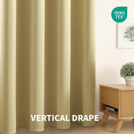 CUCRAF 52x95 inches SET OF 2 Full Blackout Window Curtains Long, Faux Linen Look Thermal Insulated Grommet Drapes Panels, BEIGE
