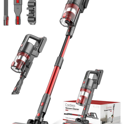 LJUREN K21B Vacuum Cleaner, 80,000PRM Stick Vacuum with 2 Powerful Suction Modes, Max 40 Mins Runtime, 2600mAh Rechargeable Vacuum Cleaner for Home