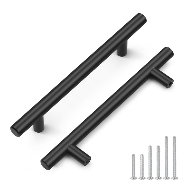 IAQWE 25 Pack 128mm Matte Black Cabinet Euro Style Drawer Handles, CAFBAIAQ45BK