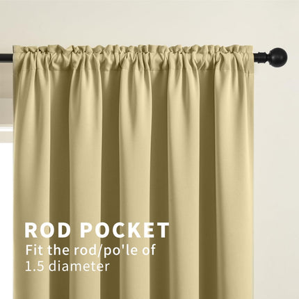 CUCRAF 52x95 inches SET OF 2 Full Blackout Window Curtains Long, Faux Linen Look Thermal Insulated Grommet Drapes Panels, BEIGE