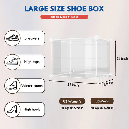 KUSARKO 24 Pair Shoes 8 Tier Rack Storage Clear Plastic Expandable Stackable Organizer