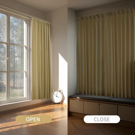CUCRAF 52x95 inches SET OF 2 Full Blackout Window Curtains Long, Faux Linen Look Thermal Insulated Grommet Drapes Panels, BEIGE